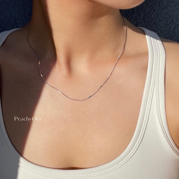 CLOSING SALE! Silver Hard Pressed Snake Chain Necklace - Picture 5 of 7